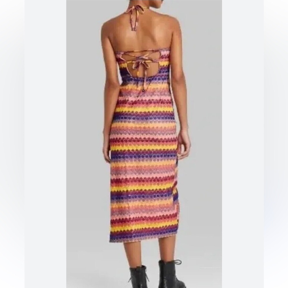 WILD FABLE Women's Crochet Halter Slip Dress - Picture 2 of 8
